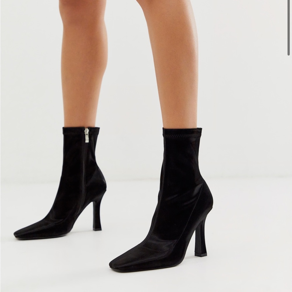 RAID Collin black sock boots with flared heel
